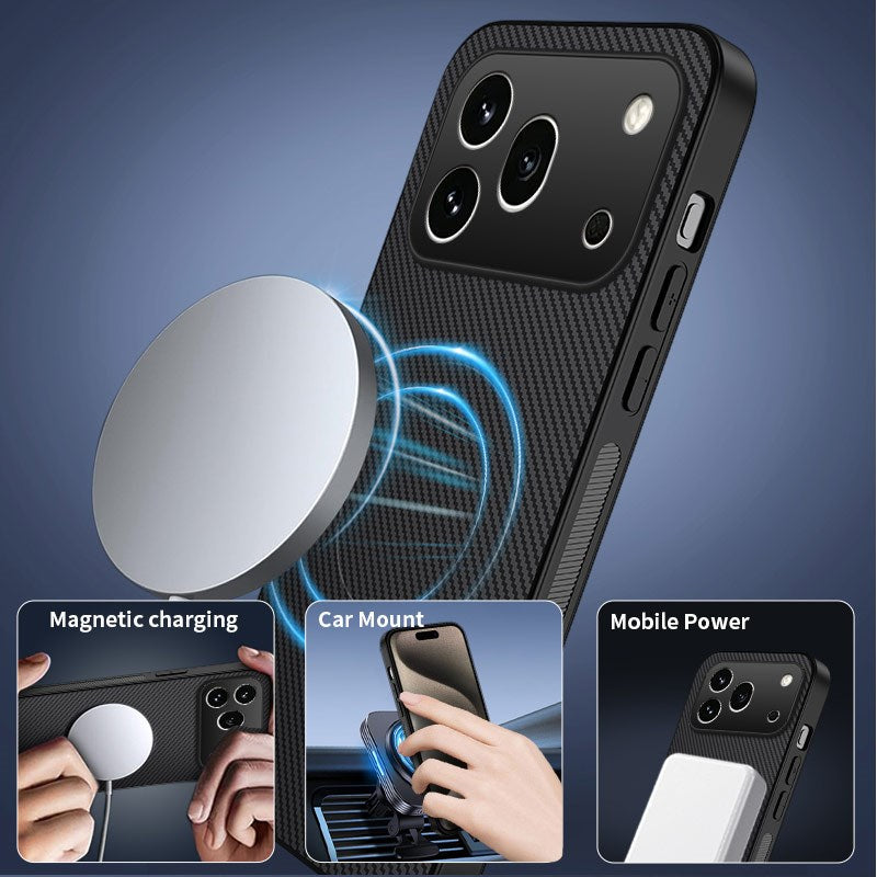 Honor 600 Pro WANLONFENG Deksel med Karbontekstur - MagSafe Kompatibel - Grå