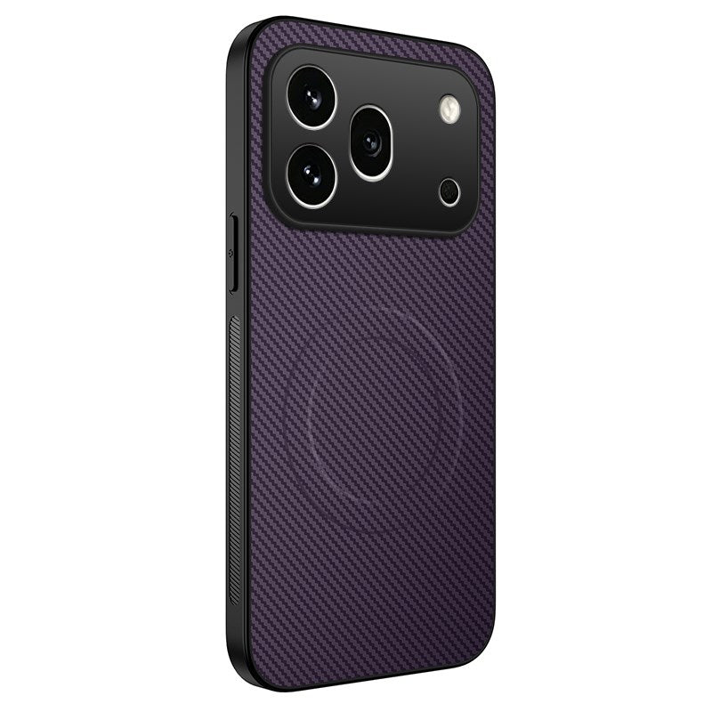 Honor 600 Pro WANLONFENG Deksel med Karbontekstur - MagSafe Kompatibel - Lilla