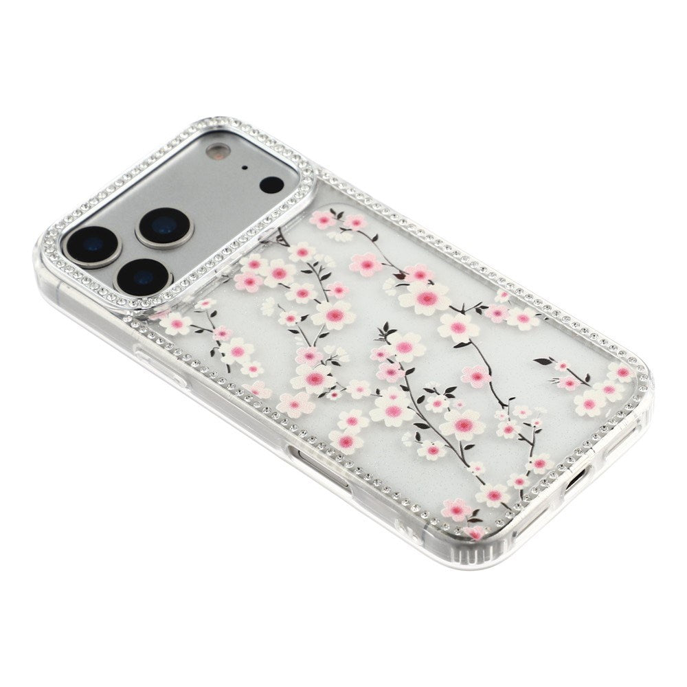 iPhone 17 Pro Max EIDERWOOD Hybrid Deksel med Strass & Blomsterdesign - Gjennomsiktig / Kirsebærblomster