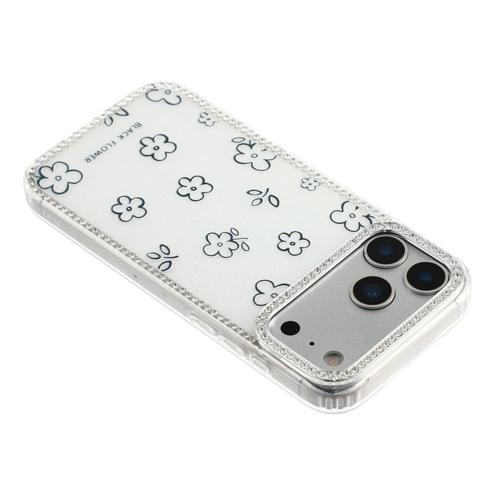 iPhone 17 Pro Max EIDERWOOD Hybrid Deksel med Strass & Blomsterdesign - Hvit / Blomster