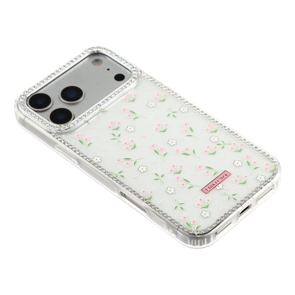 iPhone 17 Pro Max EIDERWOOD Hybrid Deksel med Strass & Blomsterdesign - Hvit / Vårblomster