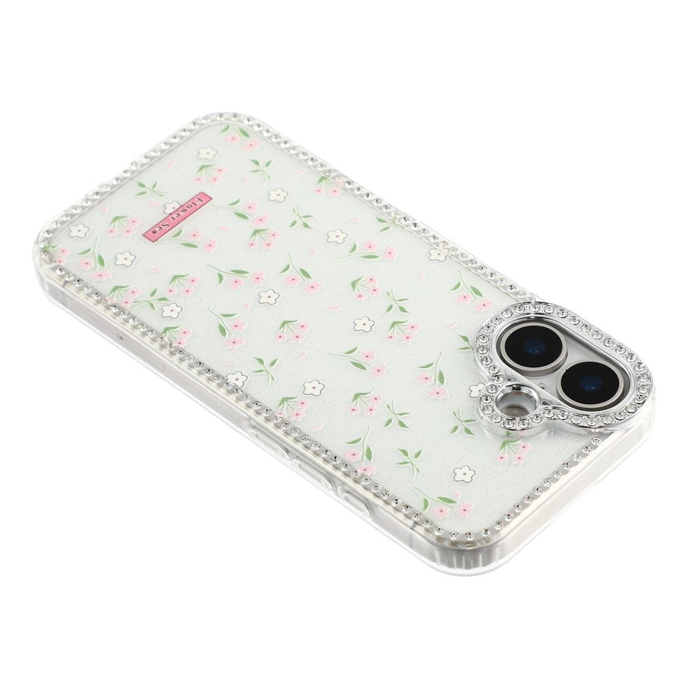 iPhone 17 EIDERWOOD Hybrid Deksel med Strass & Blomsterdesign - Hvit / Vårblomster