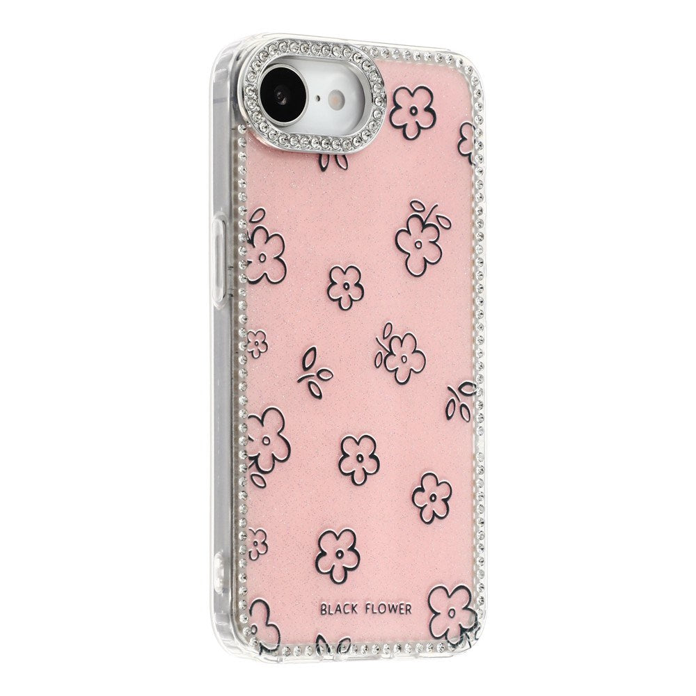 iPhone 17e / 16e EIDERWOOD Hybrid Deksel med Strass & Blomsterdesign - Rosa / Blomster