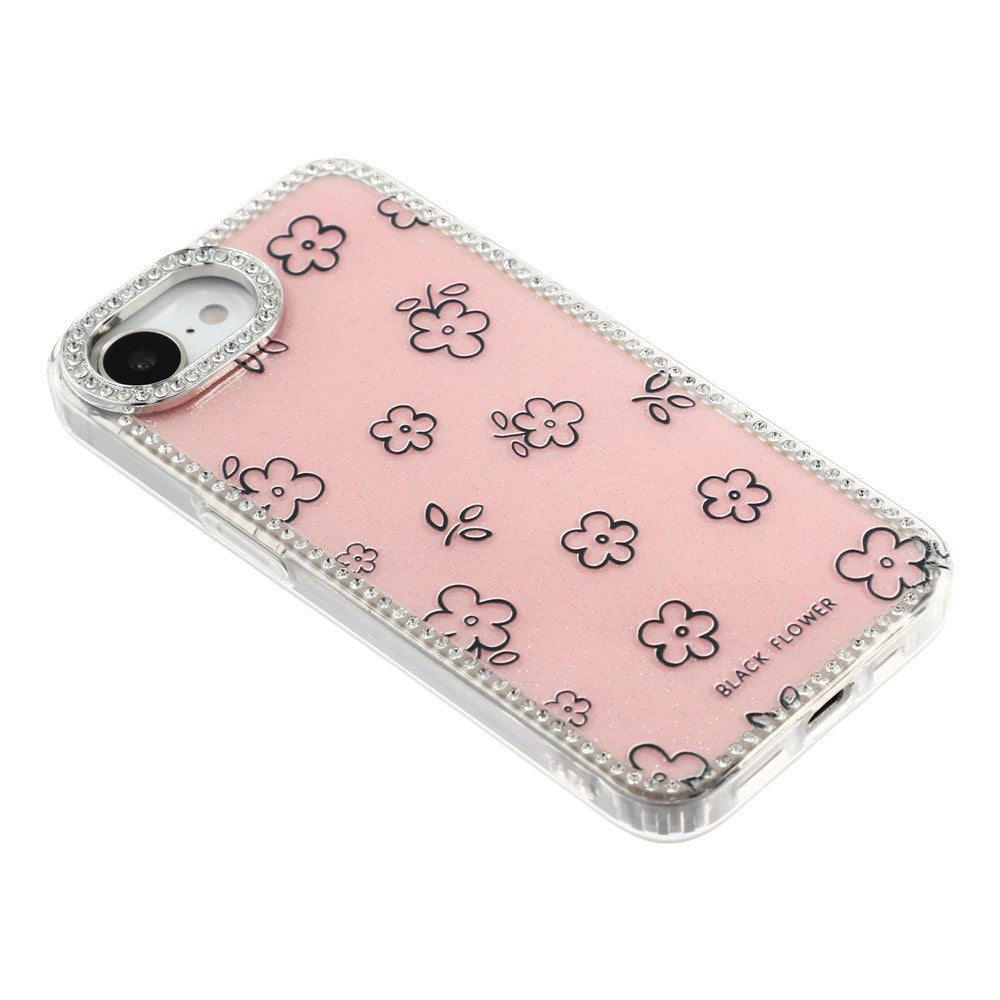 iPhone 17e / 16e EIDERWOOD Hybrid Deksel med Strass & Blomsterdesign - Rosa / Blomster