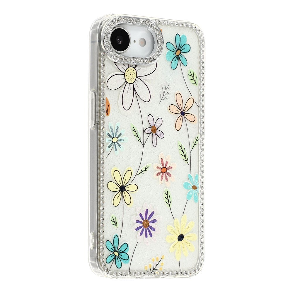 iPhone 17e / 16e EIDERWOOD Hybrid Deksel med Strass & Blomsterdesign - Hvit / Flerfarget Blomster