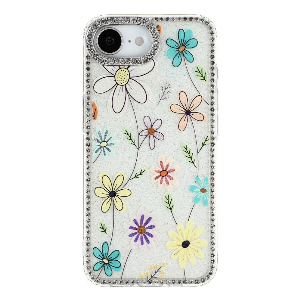 iPhone 17e / 16e EIDERWOOD Hybrid Deksel med Strass & Blomsterdesign - Hvit / Flerfarget Blomster