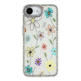 iPhone 17e / 16e EIDERWOOD Hybrid Deksel med Strass & Blomsterdesign - Hvit / Flerfarget Blomster