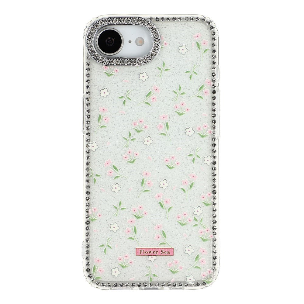 iPhone 17e / 16e EIDERWOOD Hybrid Deksel med Strass & Blomsterdesign - Hvit / Vårblomster