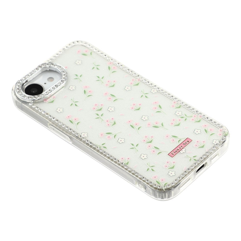iPhone 17e / 16e EIDERWOOD Hybrid Deksel med Strass & Blomsterdesign - Hvit / Vårblomster