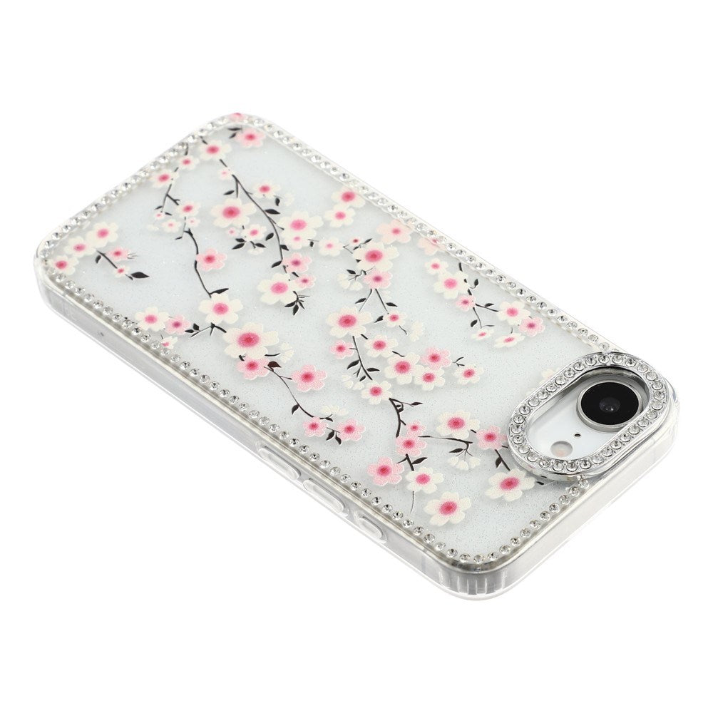 iPhone 17e / 16e EIDERWOOD Hybrid Deksel med Strass & Blomsterdesign - Gjennomsiktig / Kirsebærblomster