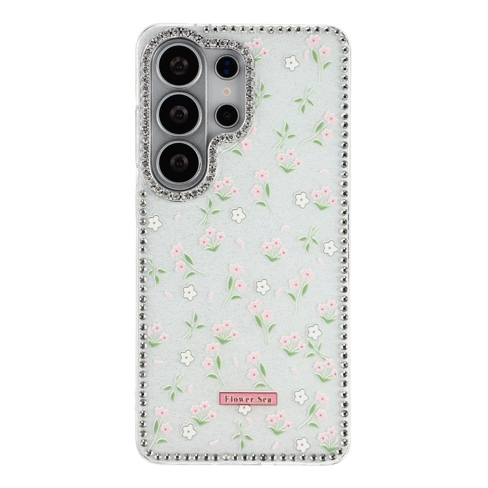 Samsung Galaxy S26 Ultra EIDERWOOD Hybrid Deksel med Strass & Blomsterdesign - Hvit / Vårblomster