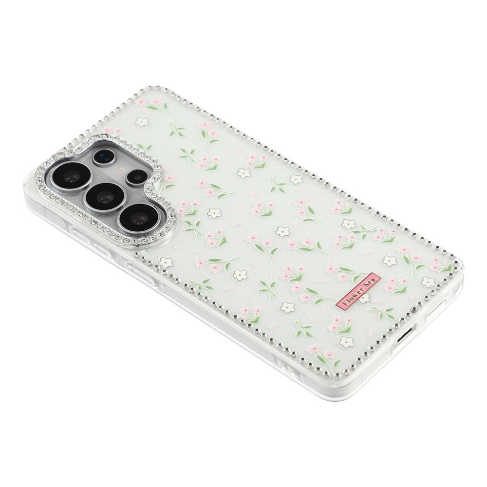 Samsung Galaxy S26 Ultra EIDERWOOD Hybrid Deksel med Strass & Blomsterdesign - Hvit / Vårblomster
