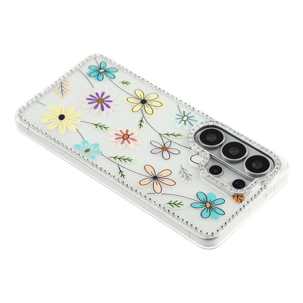 Samsung Galaxy S26 Ultra EIDERWOOD Hybrid Deksel med Strass & Blomsterdesign - Hvit / Flerfargede Blomster