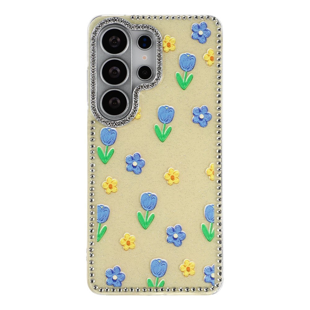 Samsung Galaxy S26 Ultra EIDERWOOD Hybrid Deksel med Strass & Blomsterdesign - Gul / Tulipaner