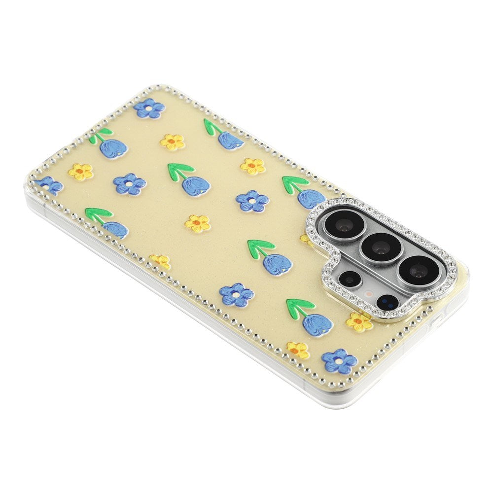 Samsung Galaxy S26 Ultra EIDERWOOD Hybrid Deksel med Strass & Blomsterdesign - Gul / Tulipaner