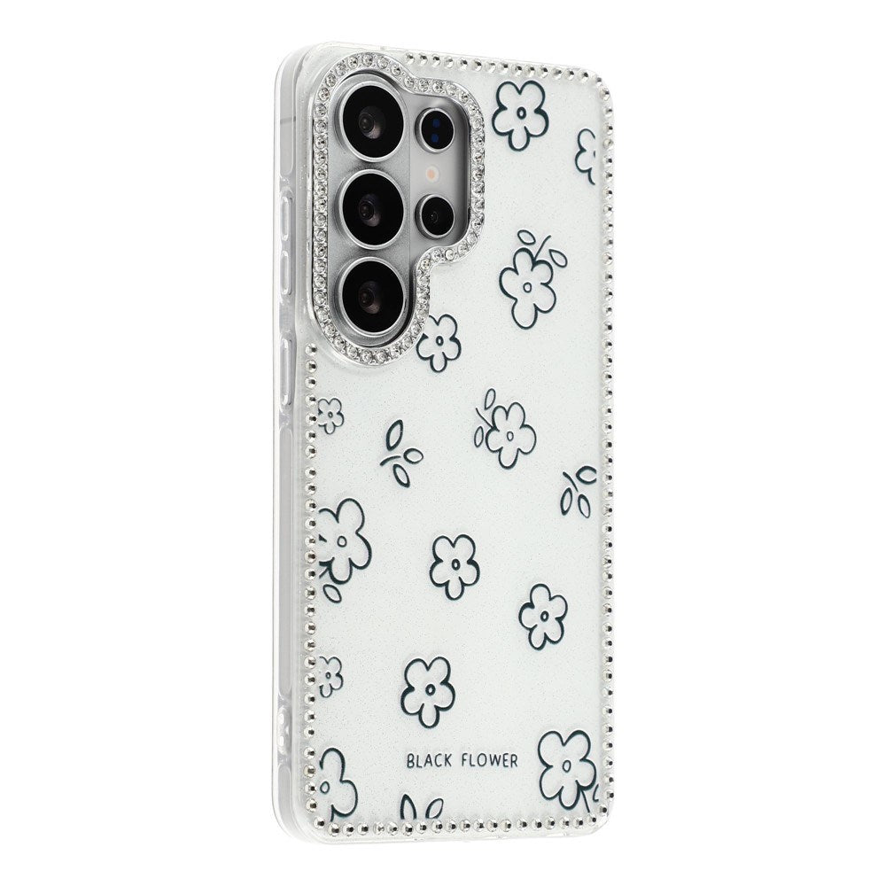 Samsung Galaxy S26 Ultra EIDERWOOD Hybrid Deksel med Strass & Blomsterdesign - Hvit / Blomster
