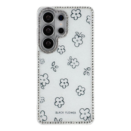 Samsung Galaxy S26 Ultra EIDERWOOD Hybrid Deksel med Strass & Blomsterdesign - Hvit / Blomster