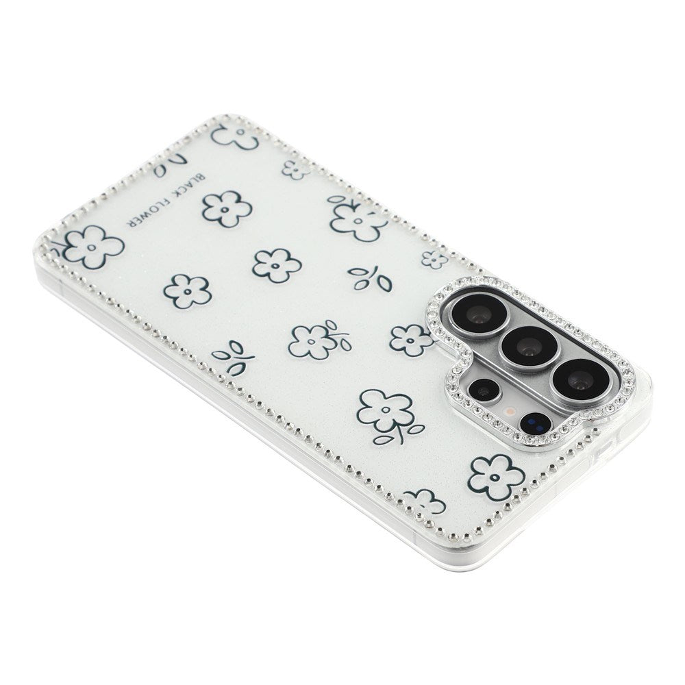 Samsung Galaxy S26 Ultra EIDERWOOD Hybrid Deksel med Strass & Blomsterdesign - Hvit / Blomster