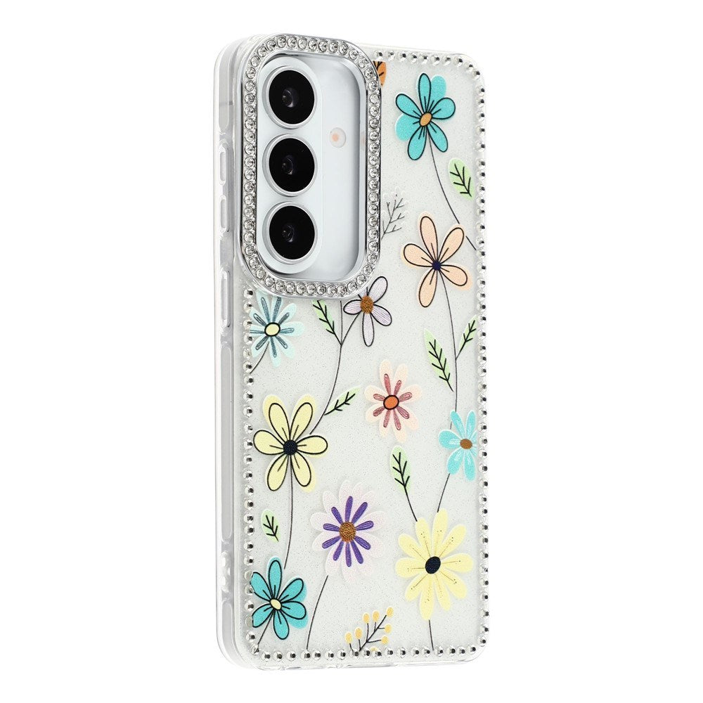 Samsung Galaxy S26 EIDERWOOD Hybrid Deksel med Strass & Blomsterdesign - Hvit / Flerfargede Blomster