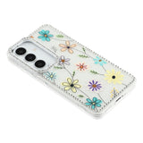 Samsung Galaxy S26 EIDERWOOD Hybrid Deksel med Strass & Blomsterdesign - Hvit / Flerfargede Blomster