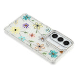 Samsung Galaxy S26 EIDERWOOD Hybrid Deksel med Strass & Blomsterdesign - Hvit / Flerfargede Blomster