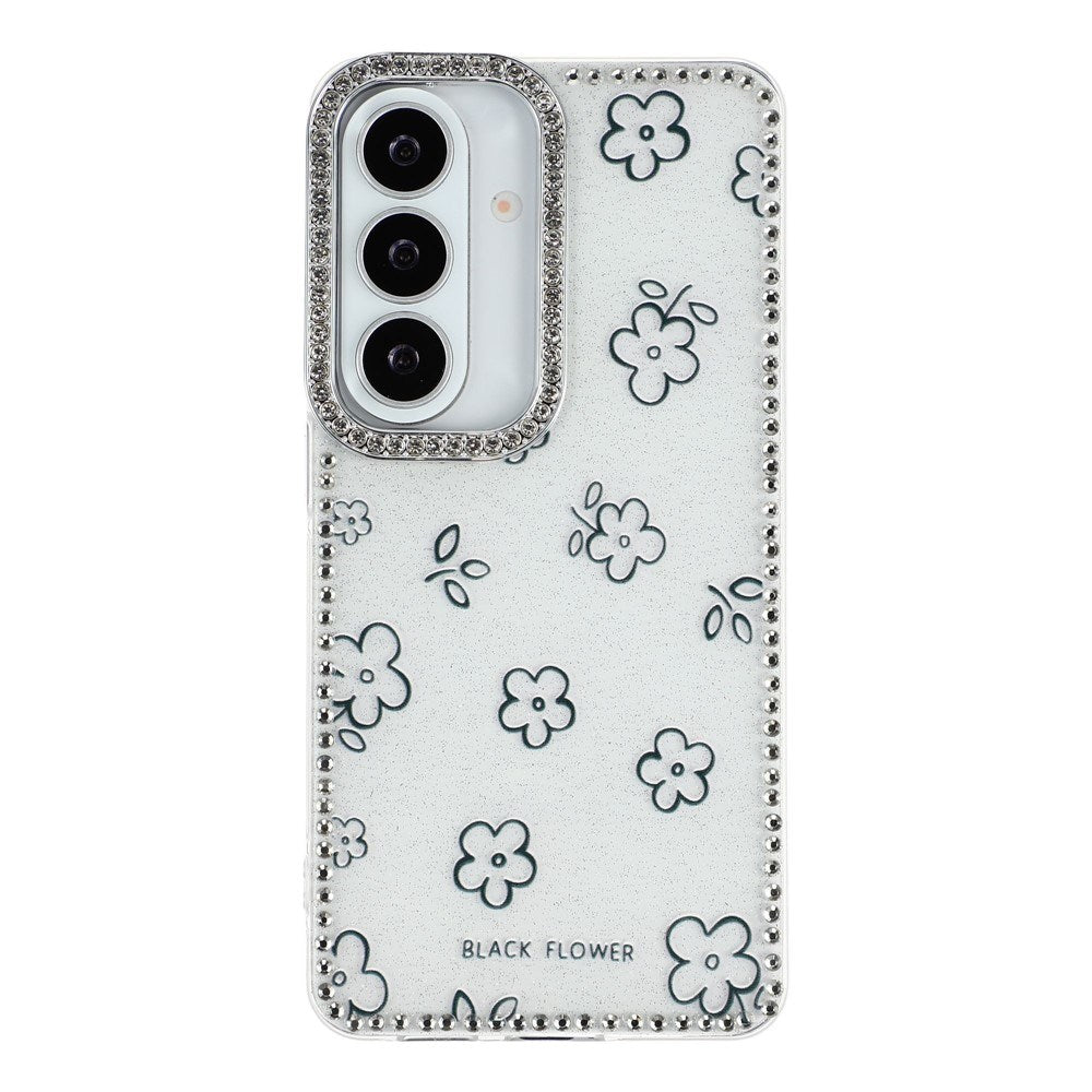 Samsung Galaxy S26 EIDERWOOD Hybrid Deksel med Strass & Blomsterdesign - Hvit / Blomster