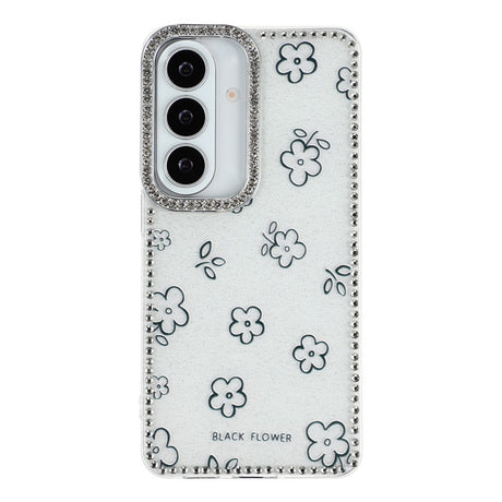Samsung Galaxy S26 EIDERWOOD Hybrid Deksel med Strass & Blomsterdesign - Hvit / Blomster