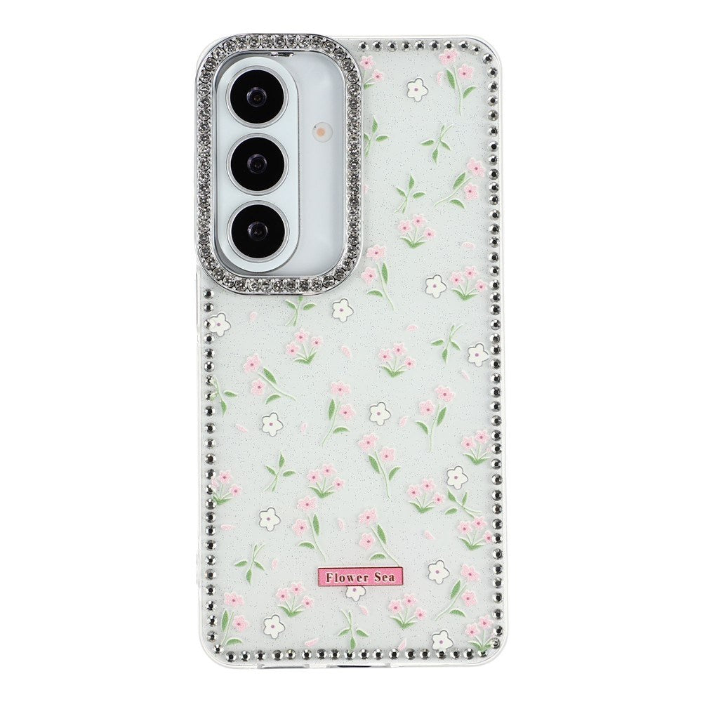 Samsung Galaxy S26 EIDERWOOD Hybrid Deksel med Strass & Blomsterdesign - Hvit / Vårblomster