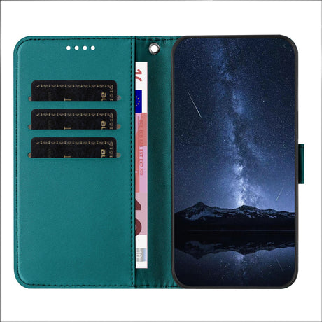 Sony Xperia 1 VIII EIDERWOOD Flip Deksel i Kunstskinn med Stativfunksjon og Kortholder - Grønn