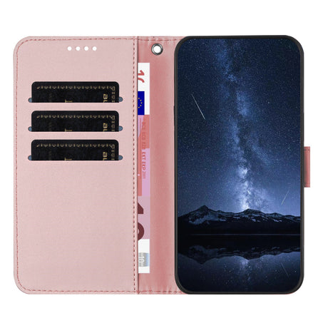 Sony Xperia 1 VIII EIDERWOOD Flip Deksel i Kunstskinn med Stativfunksjon og Kortholder - Rosa