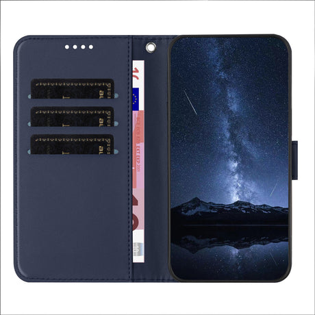 Sony Xperia 1 VIII EIDERWOOD Flip Deksel i Kunstskinn med Stativfunksjon og Kortholder - Blå