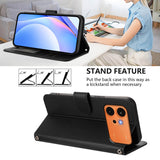 Honor 600 / 600 Pro EIDERWOOD Kunstskinn Flip Deksel m. Stropp - Svart