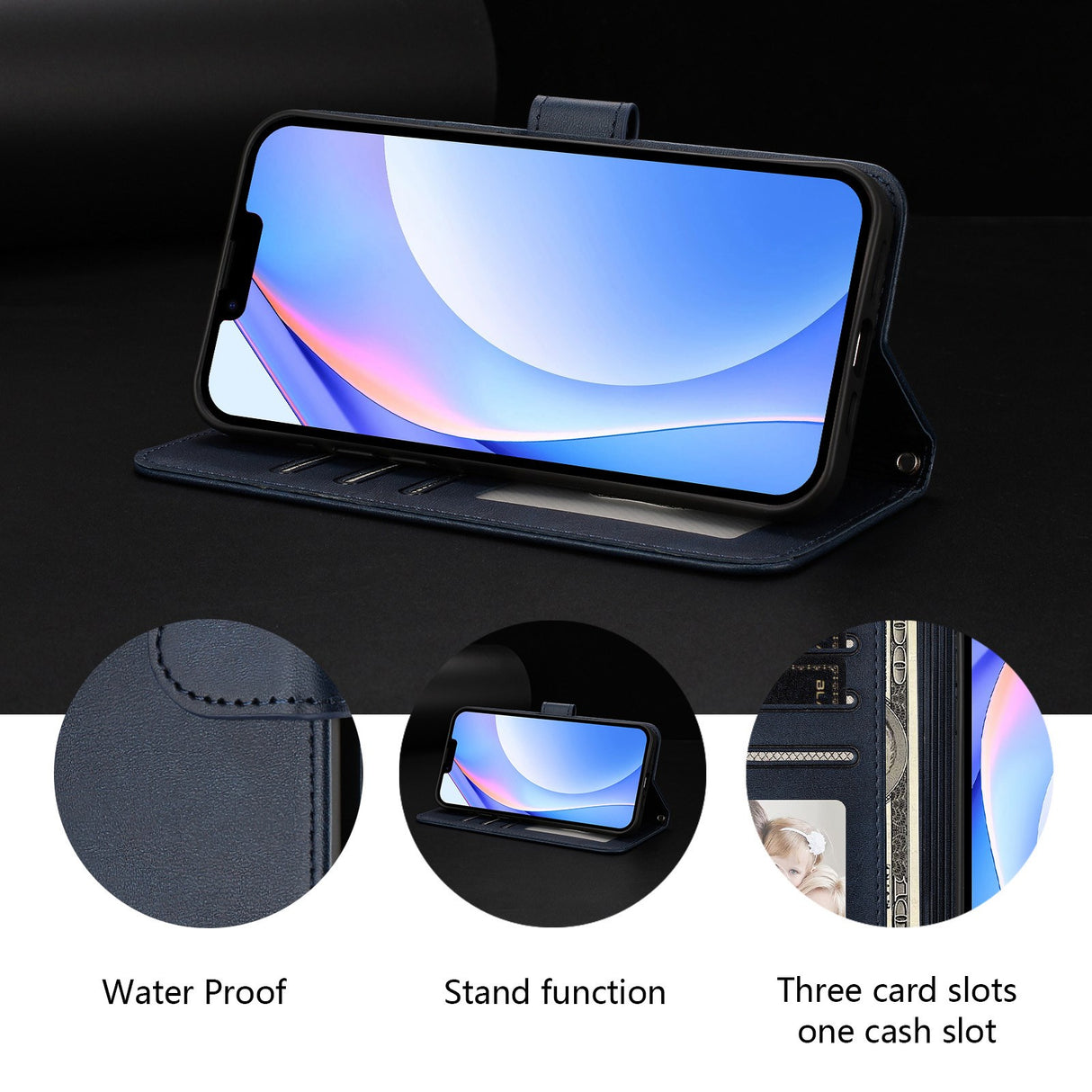 Honor 600 / 600 Pro EIDERWOOD Kunstskinn Flip Deksel m. Stropp - Blå
