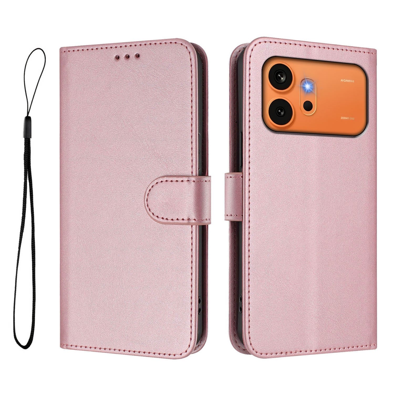 Honor 600 / 600 Pro EIDERWOOD Kunstskinn Flip Deksel m. Stropp - Rosa