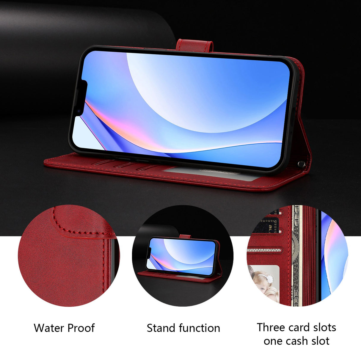 Honor 600 / 600 Pro EIDERWOOD Kunstskinn Flip Deksel m. Stropp - Rød