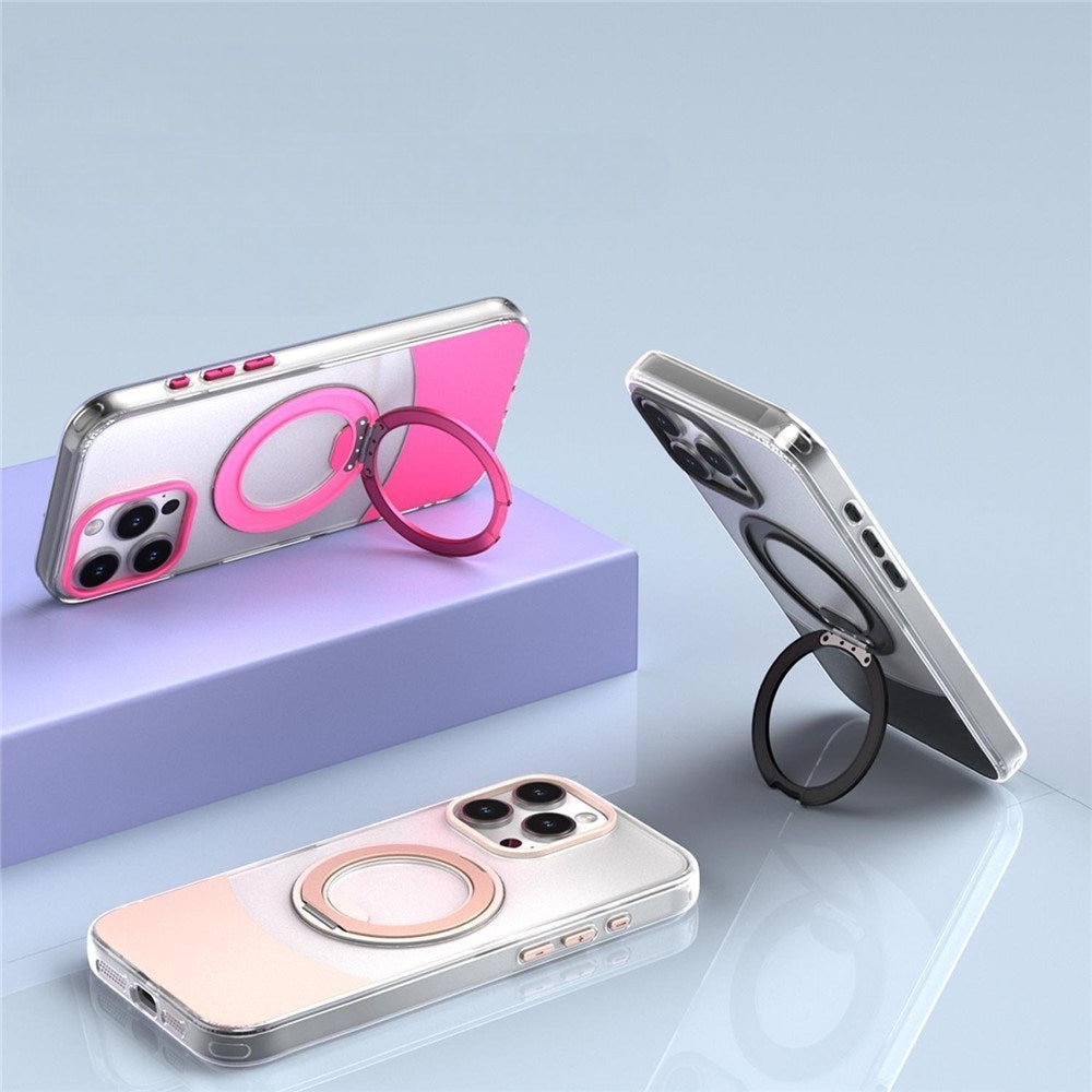 iPhone 14 / 13 EIDERWOOD Hybrid Deksel med Stativfunksjon - MagSafe Kompatibel - Gjennomsiktig / Pink