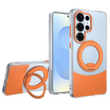 Samsung Galaxy S26 EIDERWOOD Hybrid Deksel med Stativfunksjon - MagSafe Kompatibel - Gjennomsiktig / Oransje