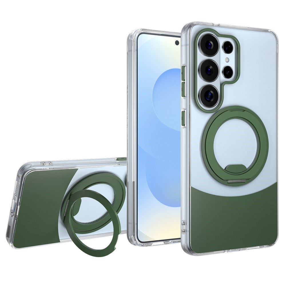 Samsung Galaxy S26 EIDERWOOD Hybrid Deksel med Stativfunksjon - MagSafe Kompatibel - Gjennomsiktig / Grønn