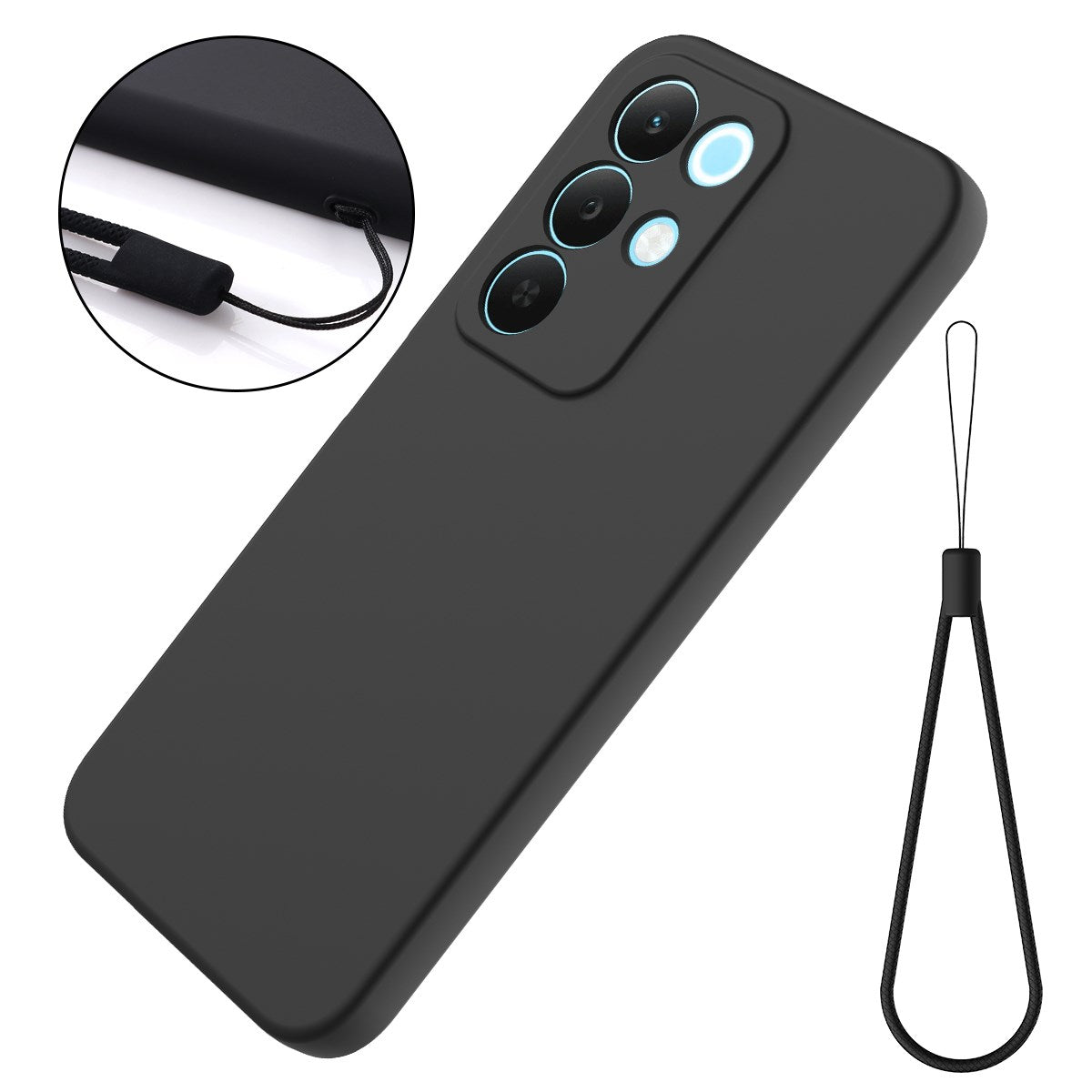 Realme C100 EIDERWOOD Silikon Deksel m. Stropp - Svart