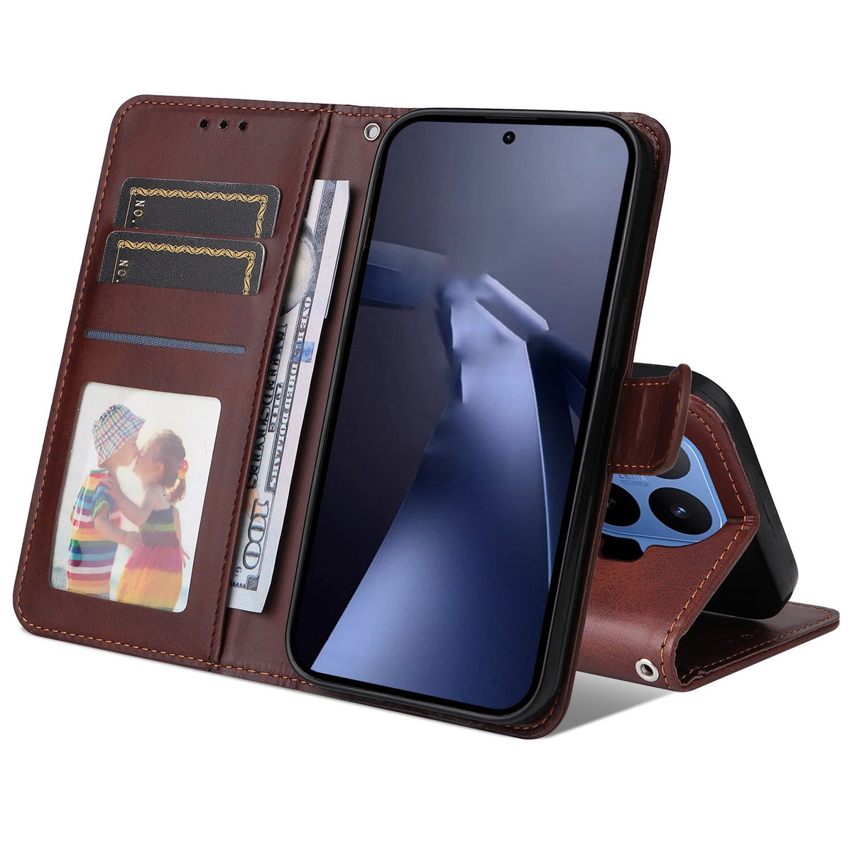 Xiaomi 17T Pro EIDERWOOD Kunstskinn Flip Deksel m. Stropp - Brun