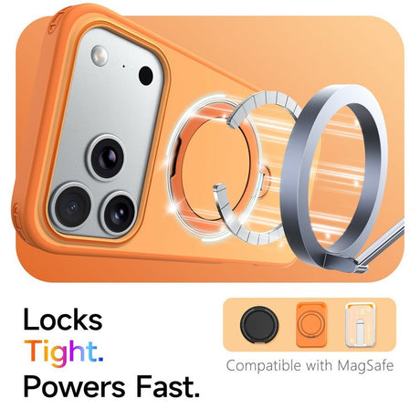 iPhone 18 Pro / 17 Pro EIDERWOOD Hybrid Plast Deksel m. Roterende Kickstand - MagSafe Kompatibel - Oransje