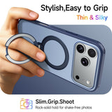 iPhone 18 Pro / 17 Pro EIDERWOOD Hybrid Plast Deksel m. Roterende Kickstand - MagSafe Kompatibel - Blå