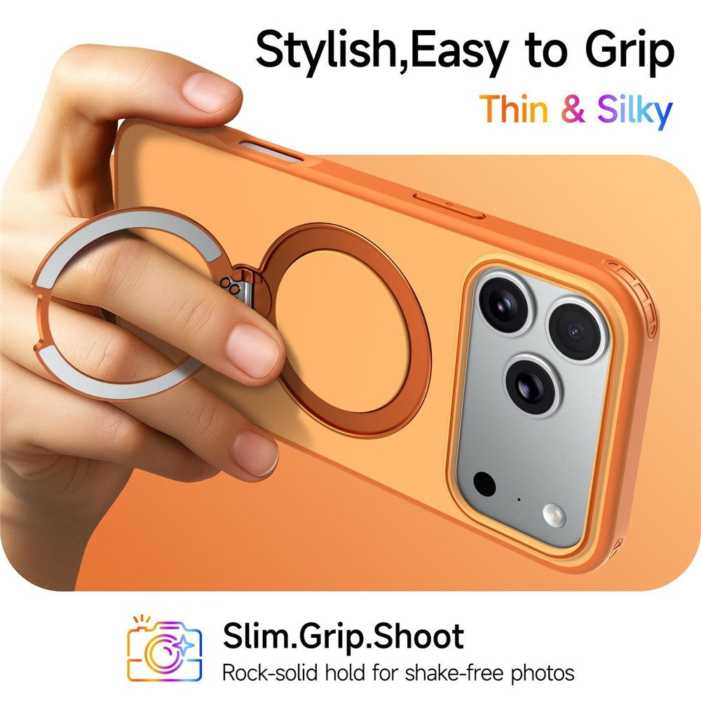 iPhone 18 Pro Max / 17 Pro Max EIDERWOOD Hybrid Plast Deksel m. Roterende Kickstand - MagSafe Kompatibel - Oransje