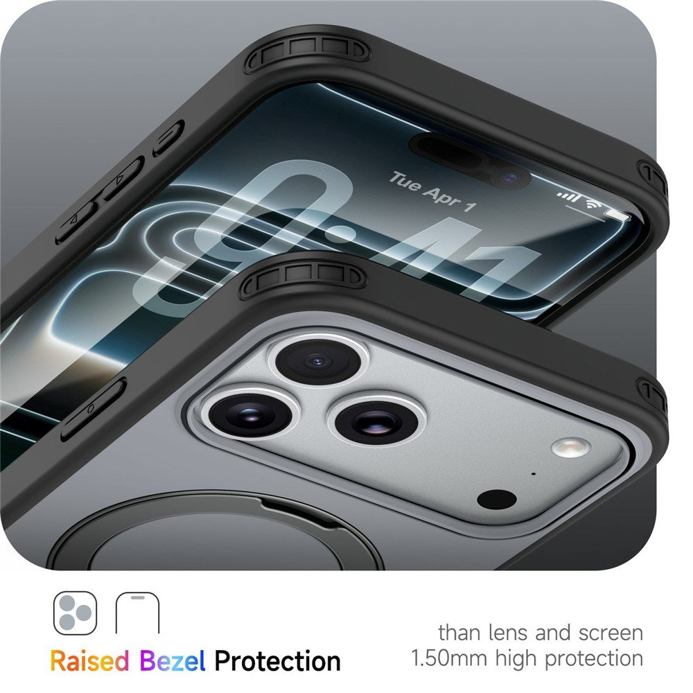 iPhone 18 Pro Max / 17 Pro Max EIDERWOOD Hybrid Plast Deksel m. Roterende Kickstand - MagSafe Kompatibel - Svart