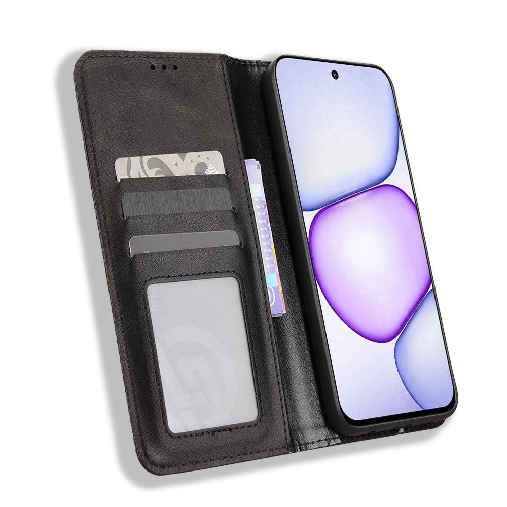 Realme C100 EIDERWOOD Kunstskinn Flip Deksel m. Kortlomme & Stativfunksjon - Svart