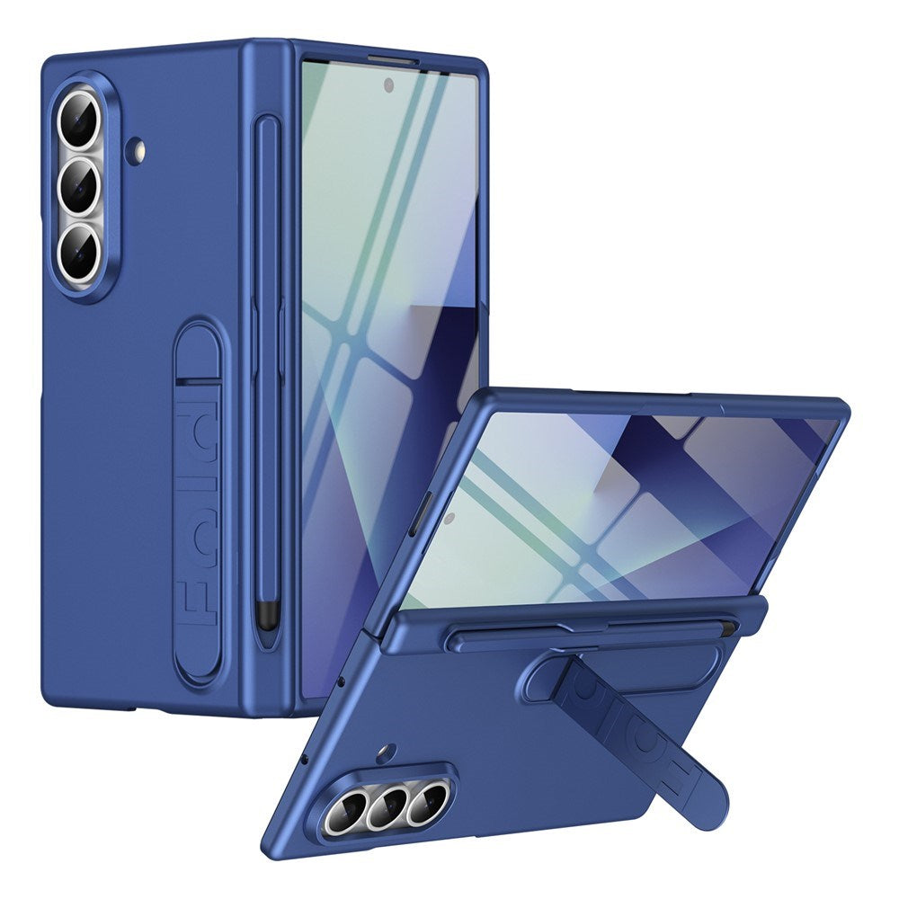 Samsung Galaxy Z Fold8 Hard Plast Deksel m. Skjermbeskytter & Støttefunksjon - Mørkeblå
