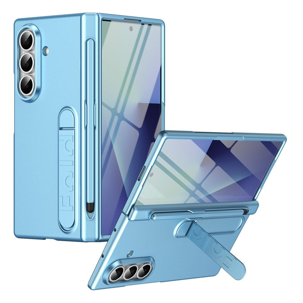 Samsung Galaxy Z Fold8 Ultra Hard Plast Deksel m. Skjermbeskytter & Støttefunksjon - Lyseblå
