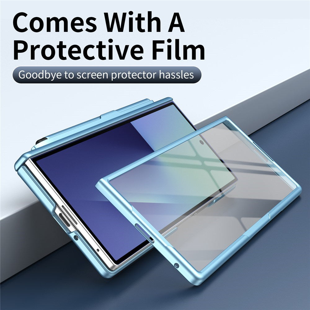 Samsung Galaxy Z Fold8 Hard Plast Deksel m. Skjermbeskytter & Støttefunksjon - Lyseblå