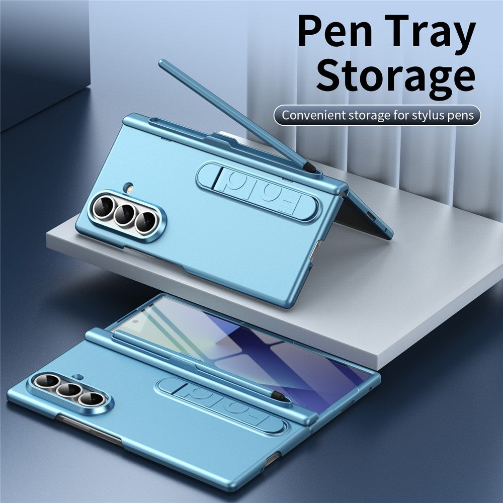 Samsung Galaxy Z Fold8 Hard Plast Deksel m. Skjermbeskytter & Støttefunksjon - Lyseblå