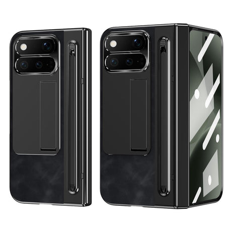 Google Pixel 11 Pro Fold EIDERWOOD Kunstskinndeksel med Herdet Glass – Svart